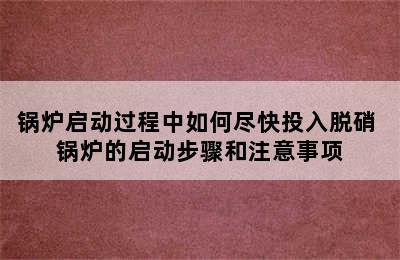 锅炉启动过程中如何尽快投入脱硝 锅炉的启动步骤和注意事项